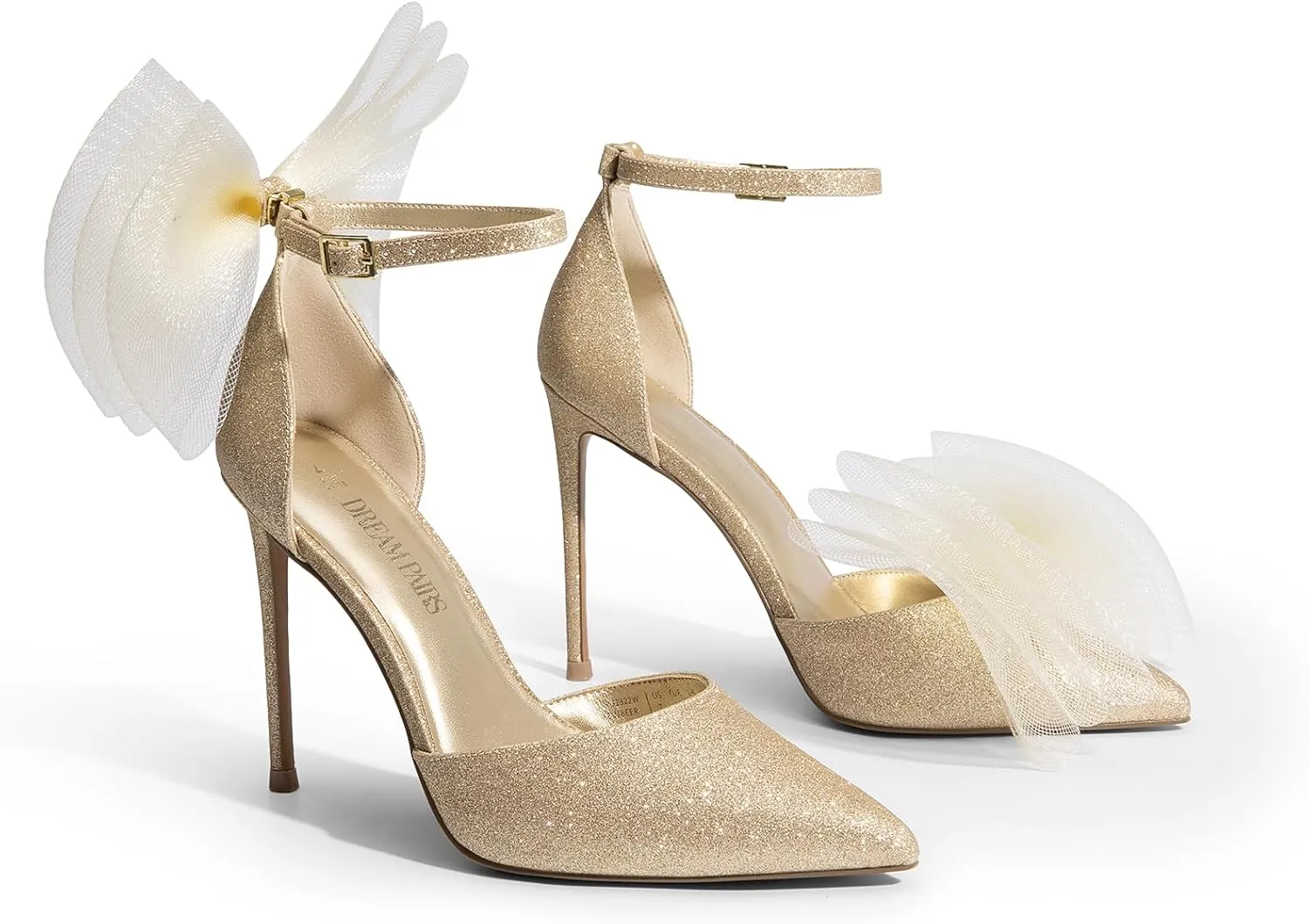 DREAM PAIRS Women's High Heels Strappy Closed Toe Stiletto Pointed Toe Mesh Bows Ankle Strap D'Orsay Sexy Dress Wedding Party Pumps Shoes