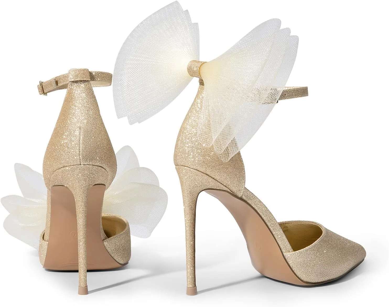 DREAM PAIRS Women's High Heels Strappy Closed Toe Stiletto Pointed Toe Mesh Bows Ankle Strap D'Orsay Sexy Dress Wedding Party Pumps Shoes