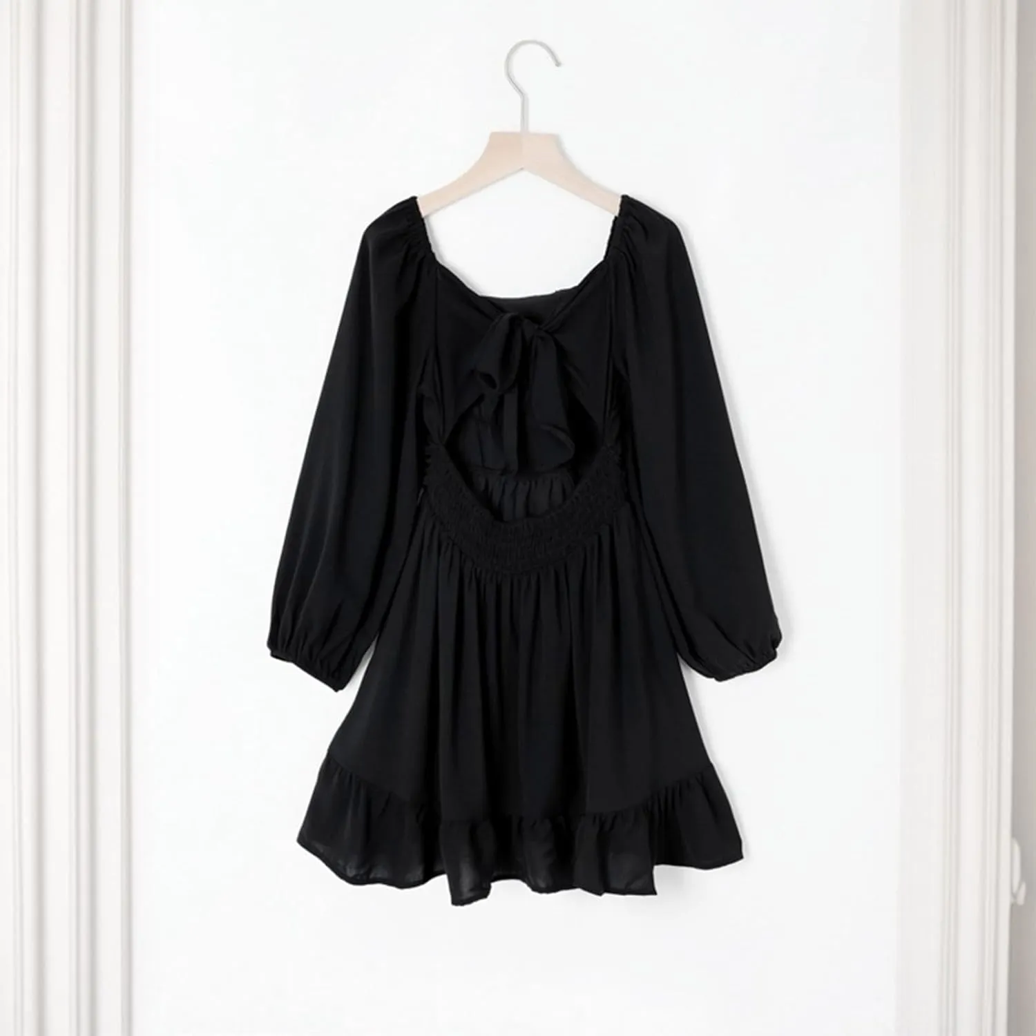 Girls Long Sleeve Tie Back Dresses Teenage Spring and Fall Strapless Fashion Elegant Dresses 4-15 Years