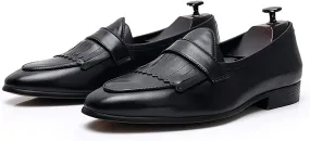 Men's Loafers Slip On Leather Driving Shoes Dress Formal Shoes Comfortable Wedding Shoes Non Slip Business Oxford Shoes,Black,10US/45EU