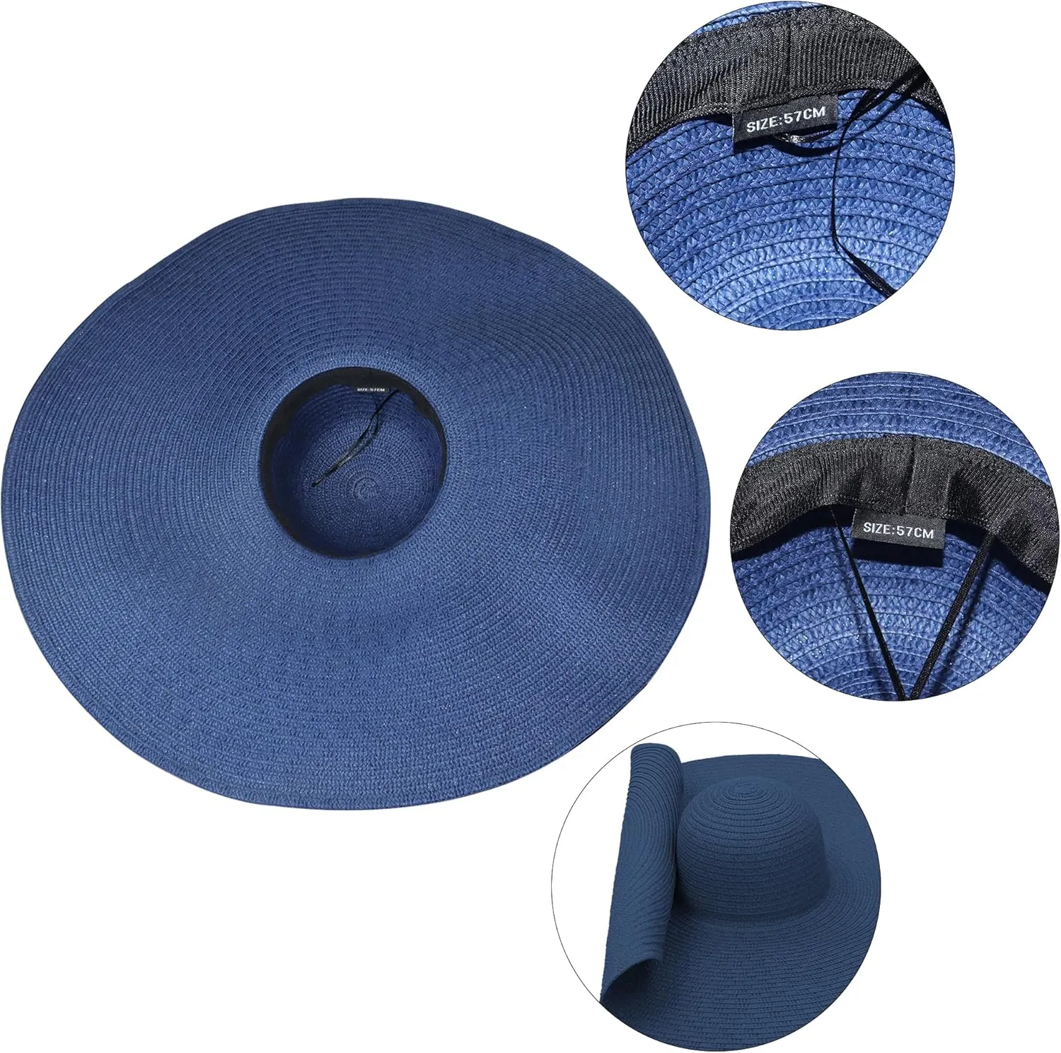 Oversized Beach Straw Hats for Women Extra Large Wide Brim Beach Hat Foldable Roll up Floppy Sun Hat Summer UV Protection