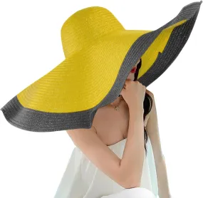 Oversized Beach Straw Hats for Women Extra Large Wide Brim Beach Hat Foldable Roll up Floppy Sun Hat Summer UV Protection