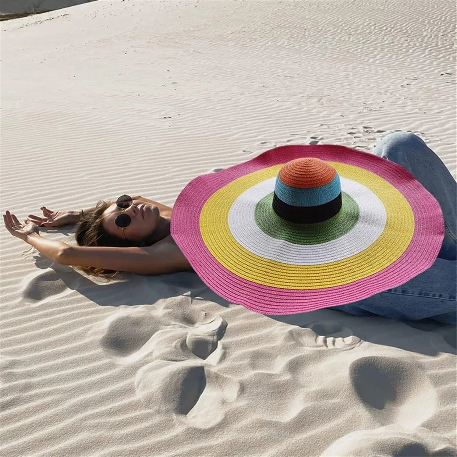 Oversized Beach Straw Hats for Women Extra Large Wide Brim Beach Hat Foldable Roll up Floppy Sun Hat Summer UV Protection