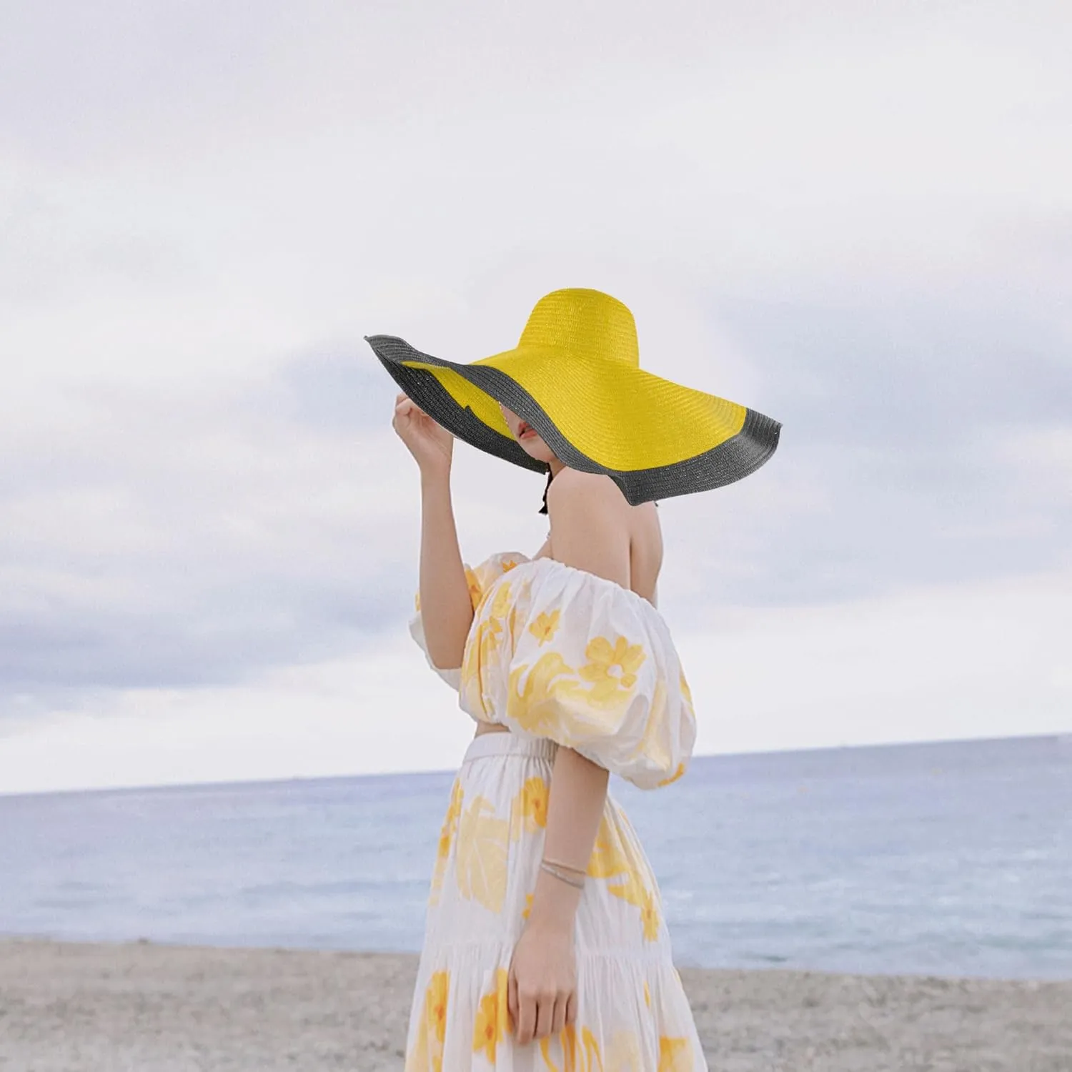 Oversized Beach Straw Hats for Women Extra Large Wide Brim Beach Hat Foldable Roll up Floppy Sun Hat Summer UV Protection