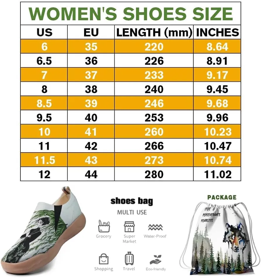Women Artistic Floral Slip-On Travel Shoes Ultra-Lightweight Knitted Loafers Breathable Elastic Collar Walking Footwear