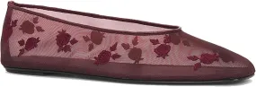 Women's Fine Mesh Ballet Flats - Square Toe Slip-On Embroidered Loafers, Fishnet Breathable Ballerina Shoes for Work, Casual, Daily Wear